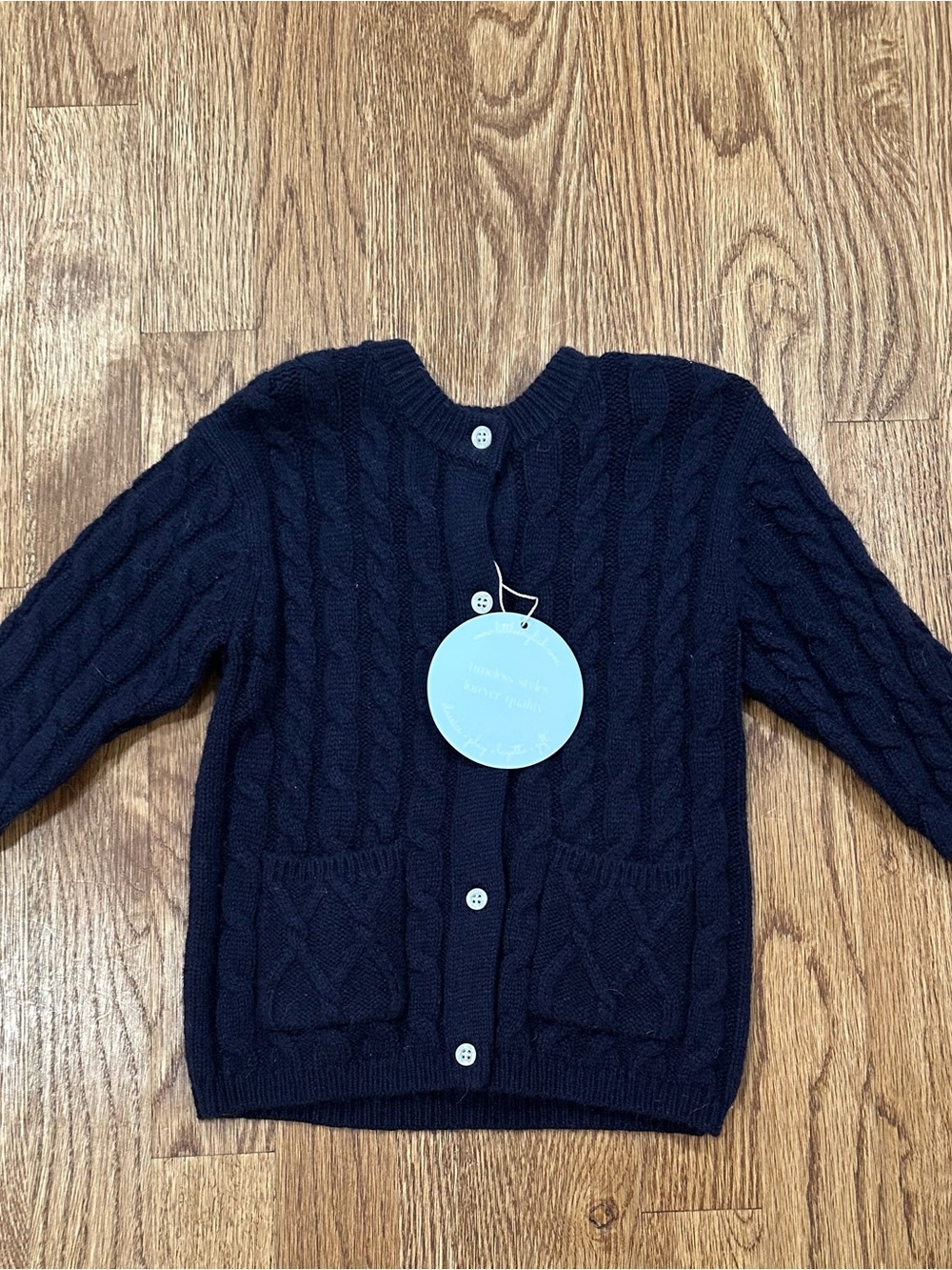 Little English Navy Cable Knit Cardigan Sweater 2T Cashmere Blend